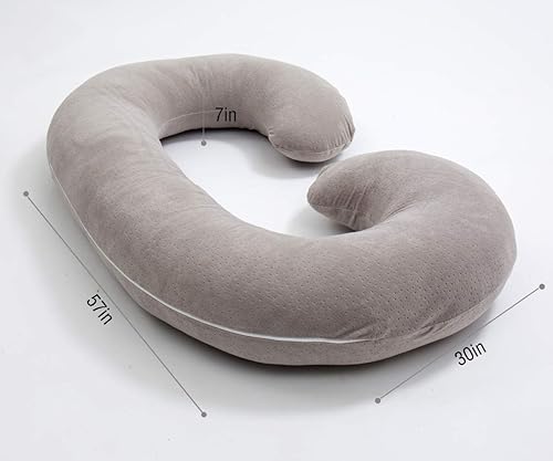 Miniatura 3 de Funda de almohada de embarazo en forma de C, funda de repuesto de terciopelo transpirable con cremallera para almohada de maternidad, solo funda