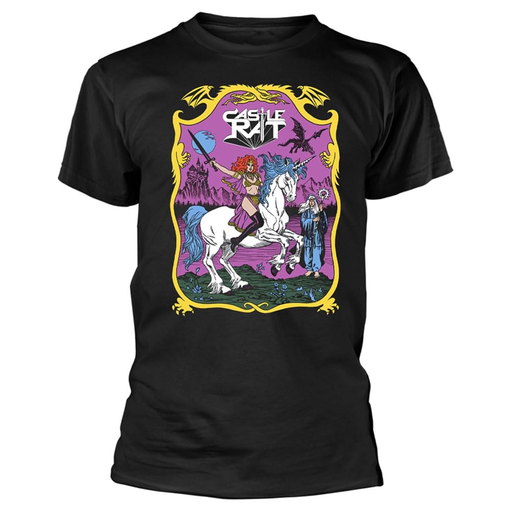Plastic Head Castle Rat 'Unicorn Rider' Black T-Shirt (UK, Alpha, XL, Regular, Regular, Black)