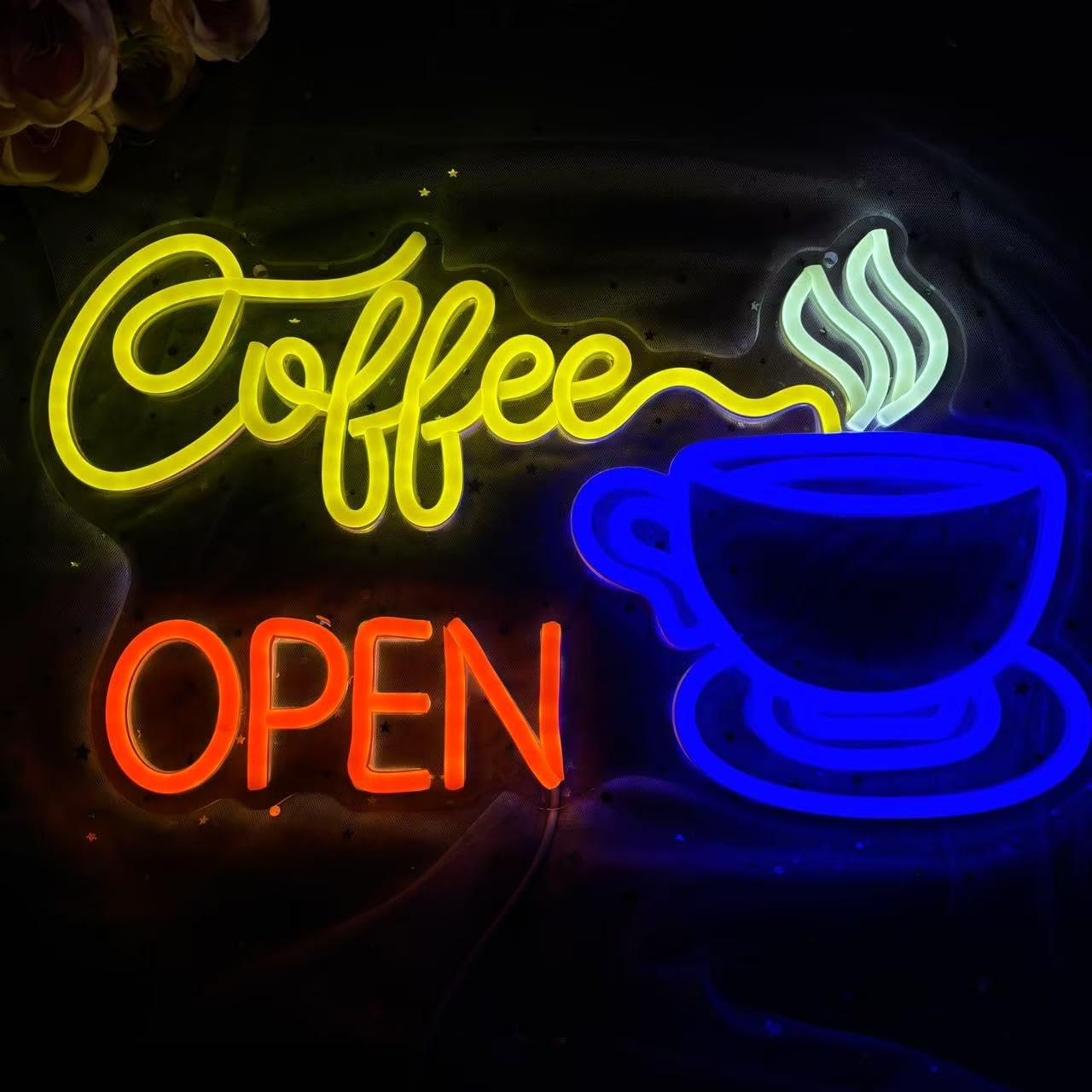 Coffee Neon Sign, Open Tea or Coffee Decoration