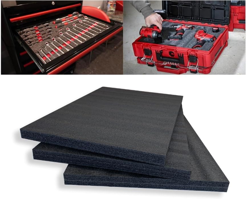 Customizable Tool Box Organizer | 12"x20"x1.18" - 3 PCS | Tool Drawer Organizer | Foam Insert for Toolbox | Shadow Foam