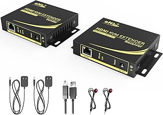 eKL USB KVM HDMI 2.0 Extender 4K@60Hz 60m/196ft (4K@30Hz 100m/328ft) Over Cat6/ Cat7 Ethernet Cable with 2 Ports USB 2.0 for Keyboard/Mouse Plug & Play Without Driver