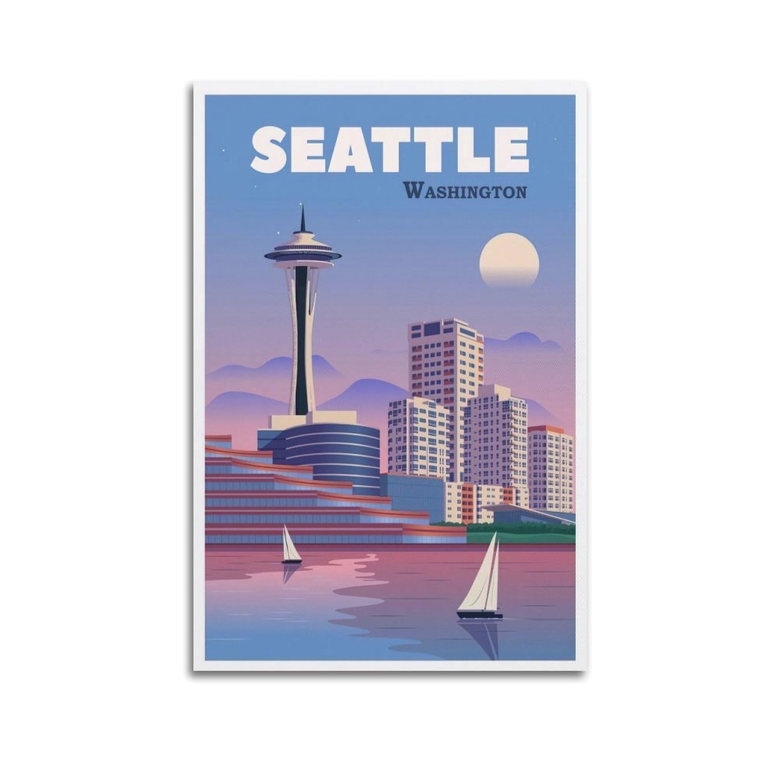 DLJGDS Vintage Travel Poster Seattle Washington Decorative Painting Canvas Wall Posters And Modern Family Bedroom Decor 12x18inch(30x45cm)