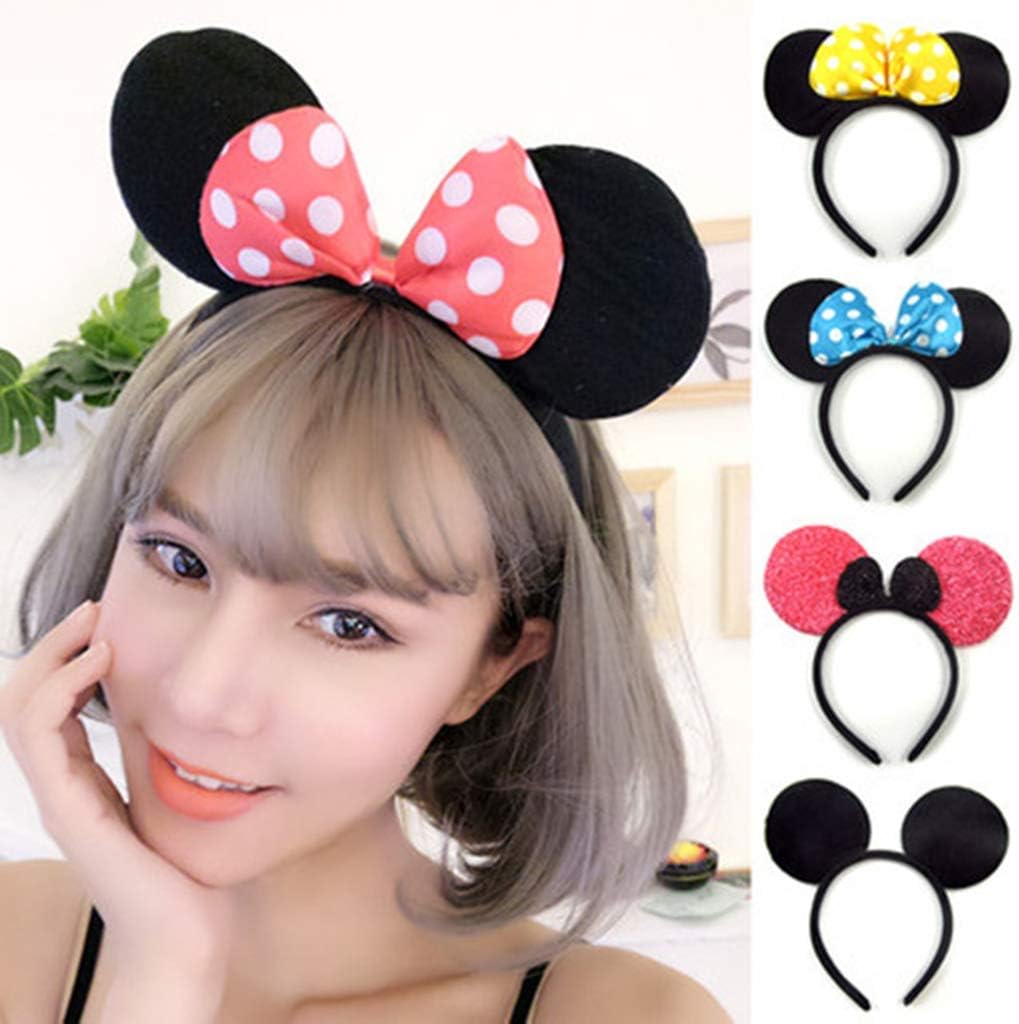 DH Mouse Ear and Red Bow Headband for Girls Birthday Costume Party (12 pcs Pack) - Image 5