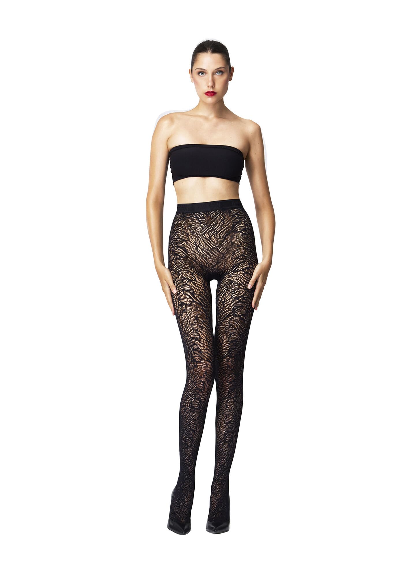 Wolford Collant macro Warp-Knit per le donne senza cuciture riciclata maglia calzetteria con motivo astratto