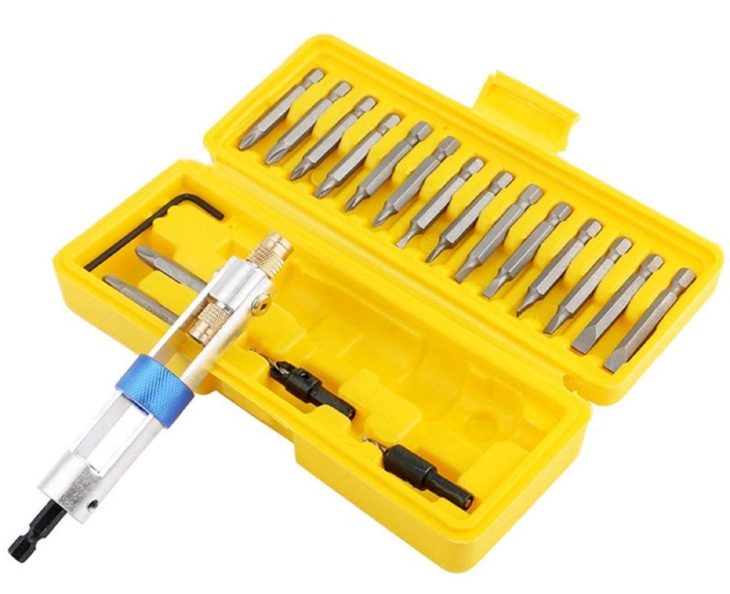 QuickChange Countersink Drill Bit Set 20 Pcs Multi Screwdriver Flip