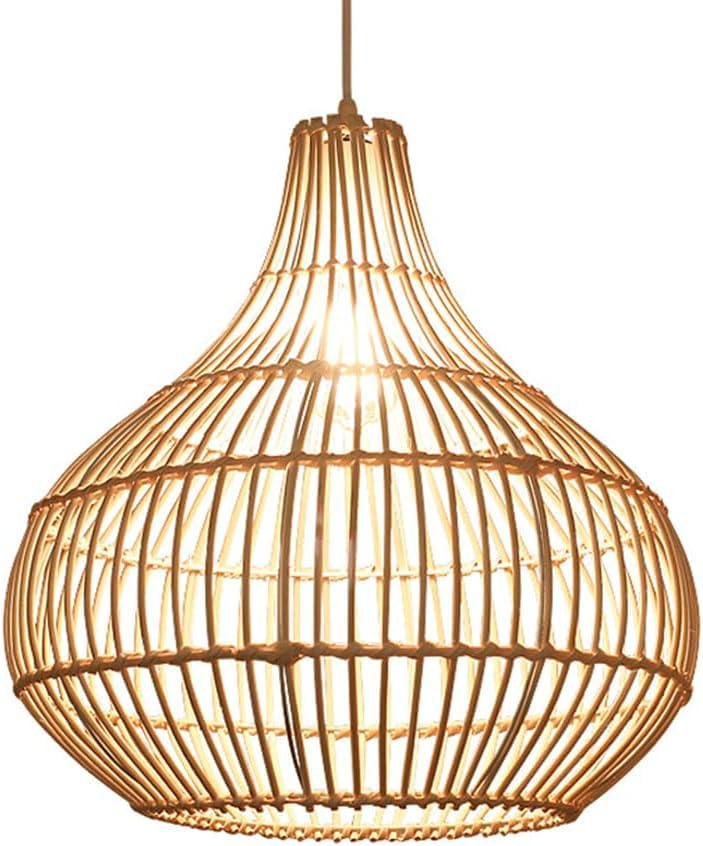 Lustre en osier naturel rotin tissé plafonnier fait main escalier entrée