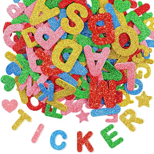 Qaestuan 215 Piezas Autoadhesiva de Pegatina de Espuma, Letras de Espuma Brillante Pegatina, Pegatinas de Letras de Colores, para álbumes de Recortes, Proyectos Escolares y Decoraciones de Fiesta