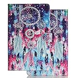 Hülle für PC Tablette Samsung Galaxy Tab A 10.1 Zoll (2019) T510 T515 - Tasche Leder Flip Case Etui Schutzhülle Cover für Tab A 9 SM-T510 SM-T515, Bunter Traumfänger
