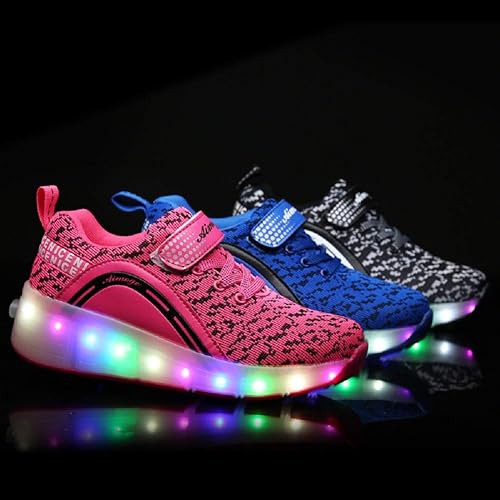Miniatura 6 de Ylllu - Tenis de patinaje con ruedas LED USB para niños, zapatos con ruedas y luces para niños y niñas
