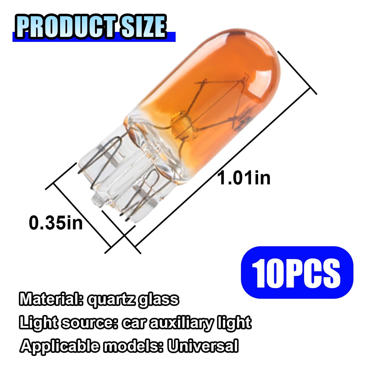 10PCS T10 Car Brake Light Bulb 12V 5W Flat Foot Halogen Width Indicator Lights Quartz Glass Turn Signal — view 2
