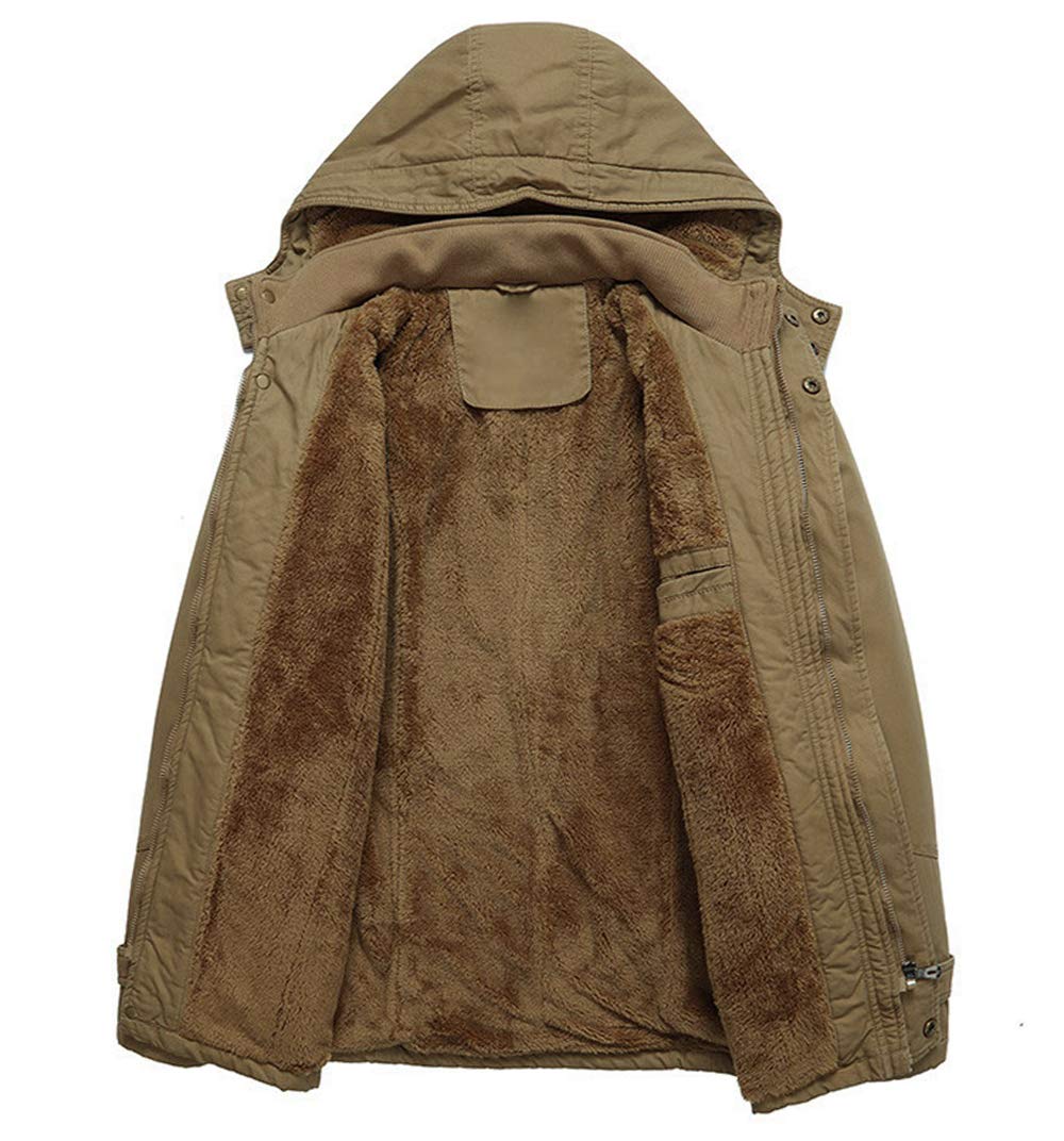 KEFITEVD Parka de invierno para hombre Chaqueta abrigada de invierno con capucha extraíble Abrigo forrado Chaqueta de transición de invierno con forro polar Chaqueta