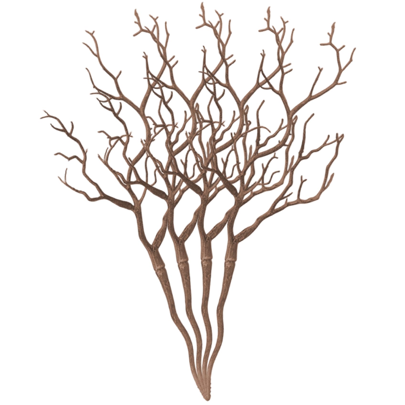 Ginwrek Tree Branches 4pcs Artificial Tree Branches, 19.3" Handcrafted Realistic Brown Faux for Vase and Home Decoration