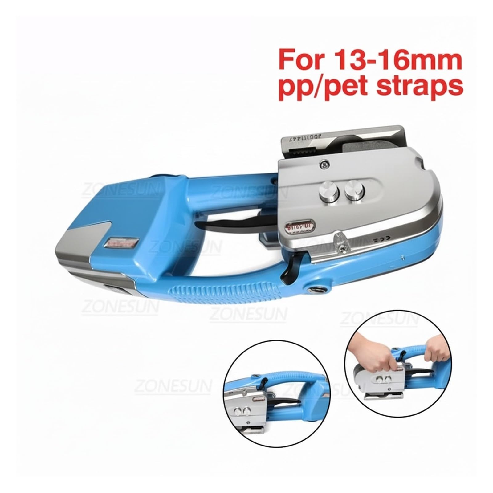 Outil de cercla portatif JD16 for emballas en bande plastique PET de 13 à 16 mm