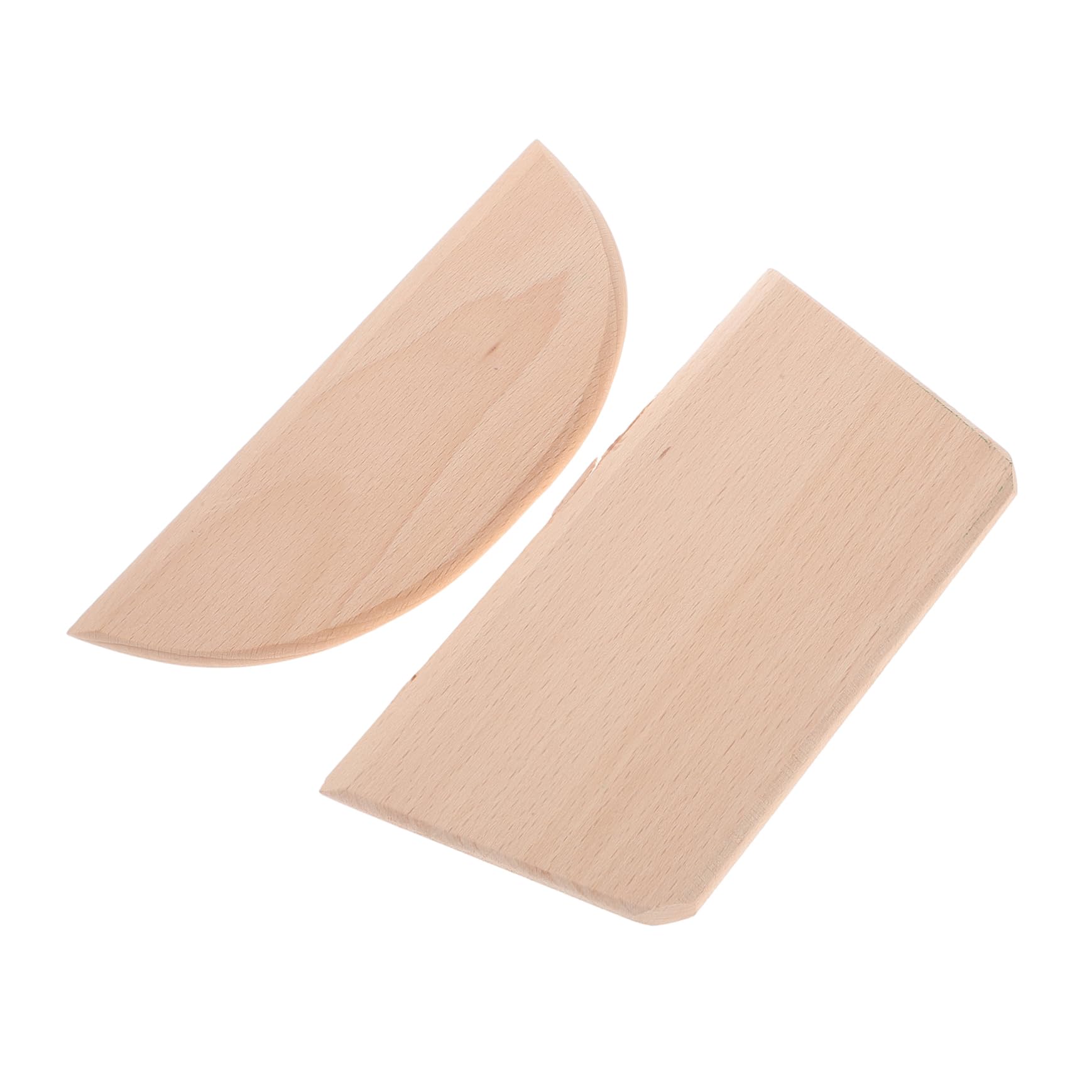 VOSAREA 2Pcs Wooden Dough Cutter and Pastry Scraper Practical Baking Tool for Home Kitchen Includes Semicircle and Trapezoid Styles for Dough Pizza and Veggies