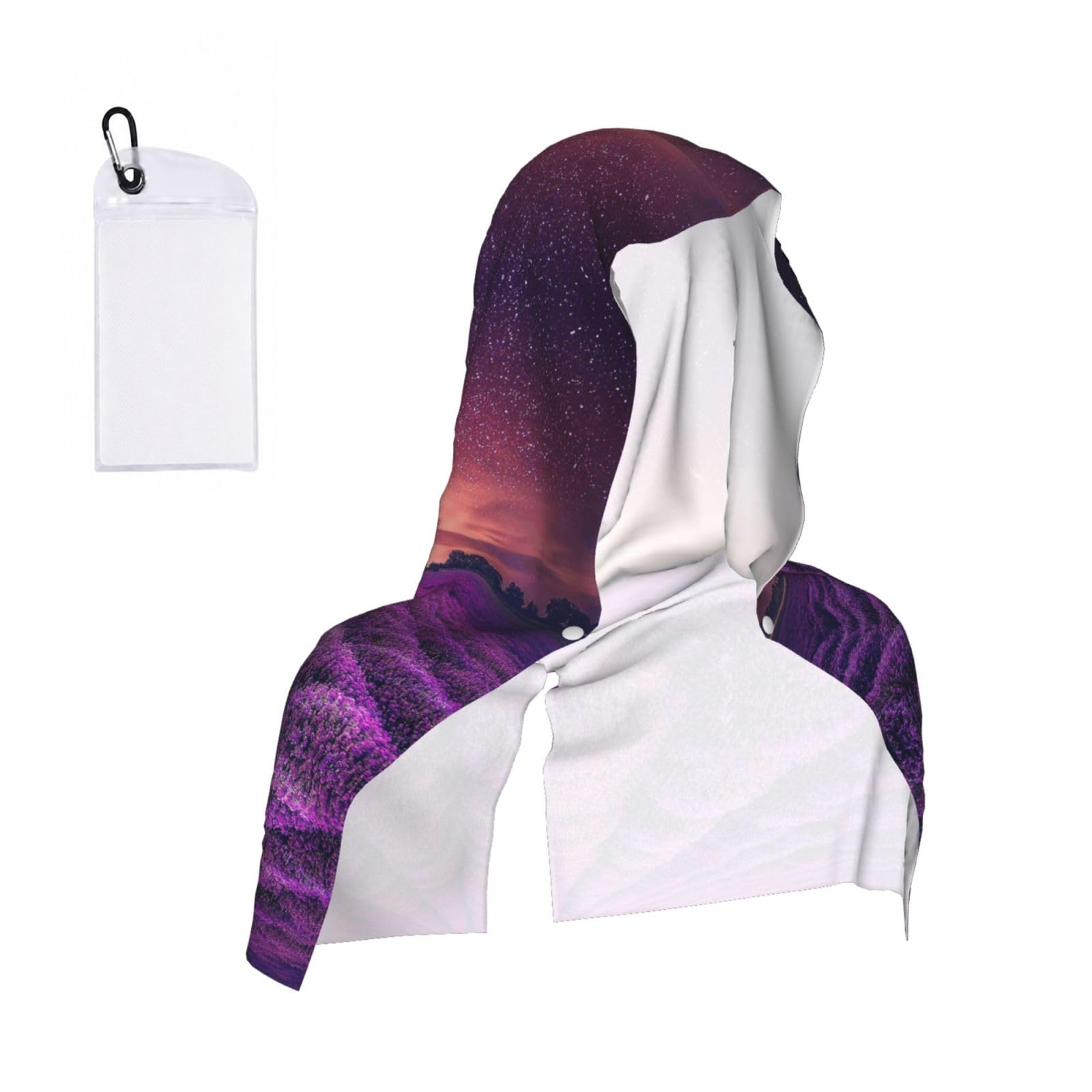 ESNAIUVCD Lavender Fields Print Multifunctional Cooling Hoodie Bandana Portable Sweat Absorbing Design For Beach Workouts Exercise Heat Relief Accessories