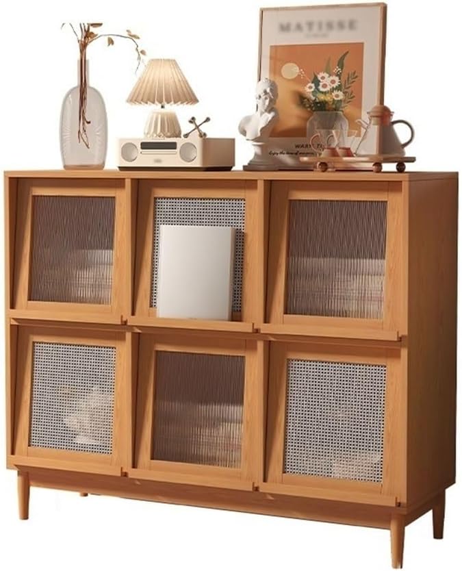 Sideboard Cabinet Solid Wood Storage Cabinet wall Sideboard with Glass Living Room Console Coffee Table