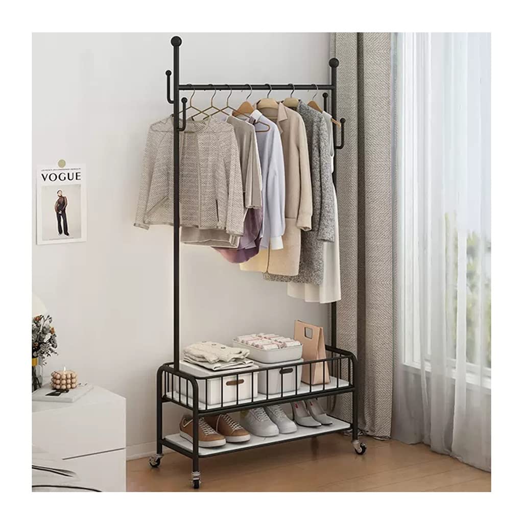 Clothes Rod Rack Shoe Bench Coat Stand Rack Hanger Coat Rack Freestanding Rolling Storage Cart Clothes Garment Coat