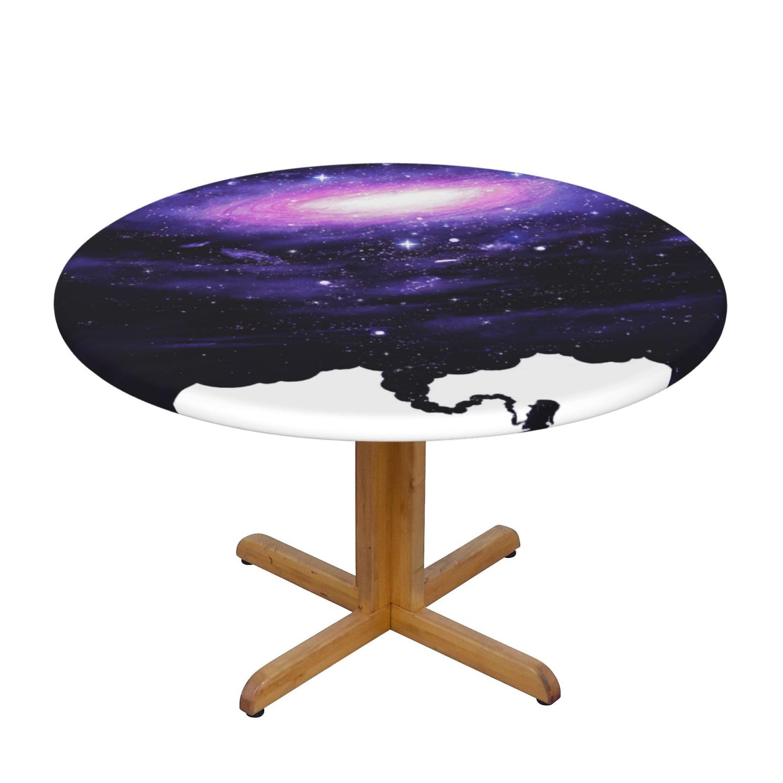 Nappe ronde galaxie imperméable et antitache pour table de salle à manger
