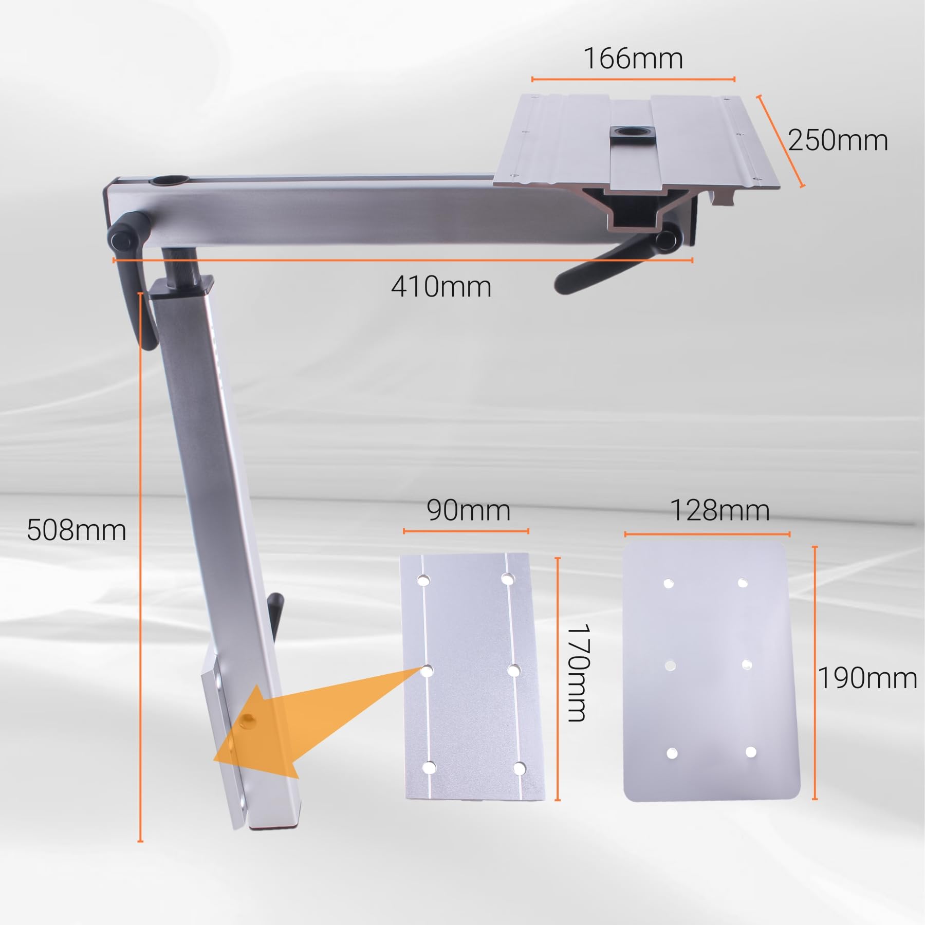 Supporto per gambe da tavolo in lega di alluminio rimovibile, girevole a 360 gradi, per divano, parete o roulotte, 40 cm x 65 cm x 10 cm, 1 pezzo