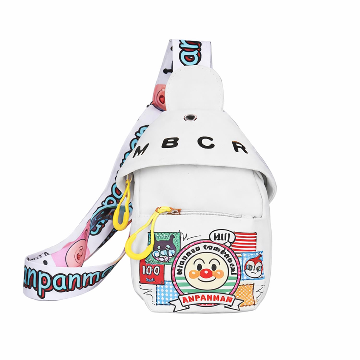 syga Celebrity Cartoon Canvas Small Bag Girl Children's Bag Shoulder Messenger Bag Chest Bag(White)-picture-13