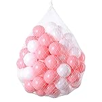 TRENDBOX 100 Pcs Colorful Ball Pit Balls Ocean Balls for Babies Kids Children Soft Ball Birthday Parties Events Playground Games Pool - Pink, White