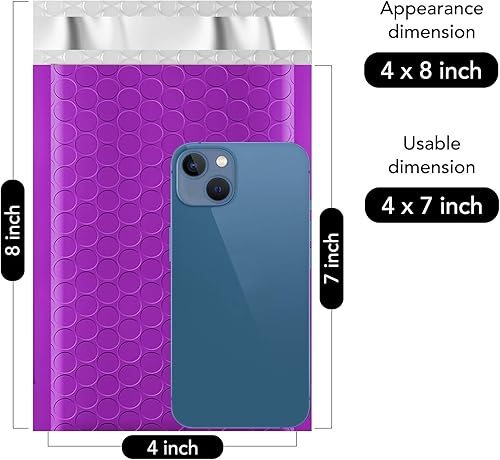 Miniatura 9 de Fuxury Paquete de 200 sobres de burbujas blancos de 4 x 8 pulgadas, sobres acolchados impermeables autosellados, tamaño utilizable, sobres