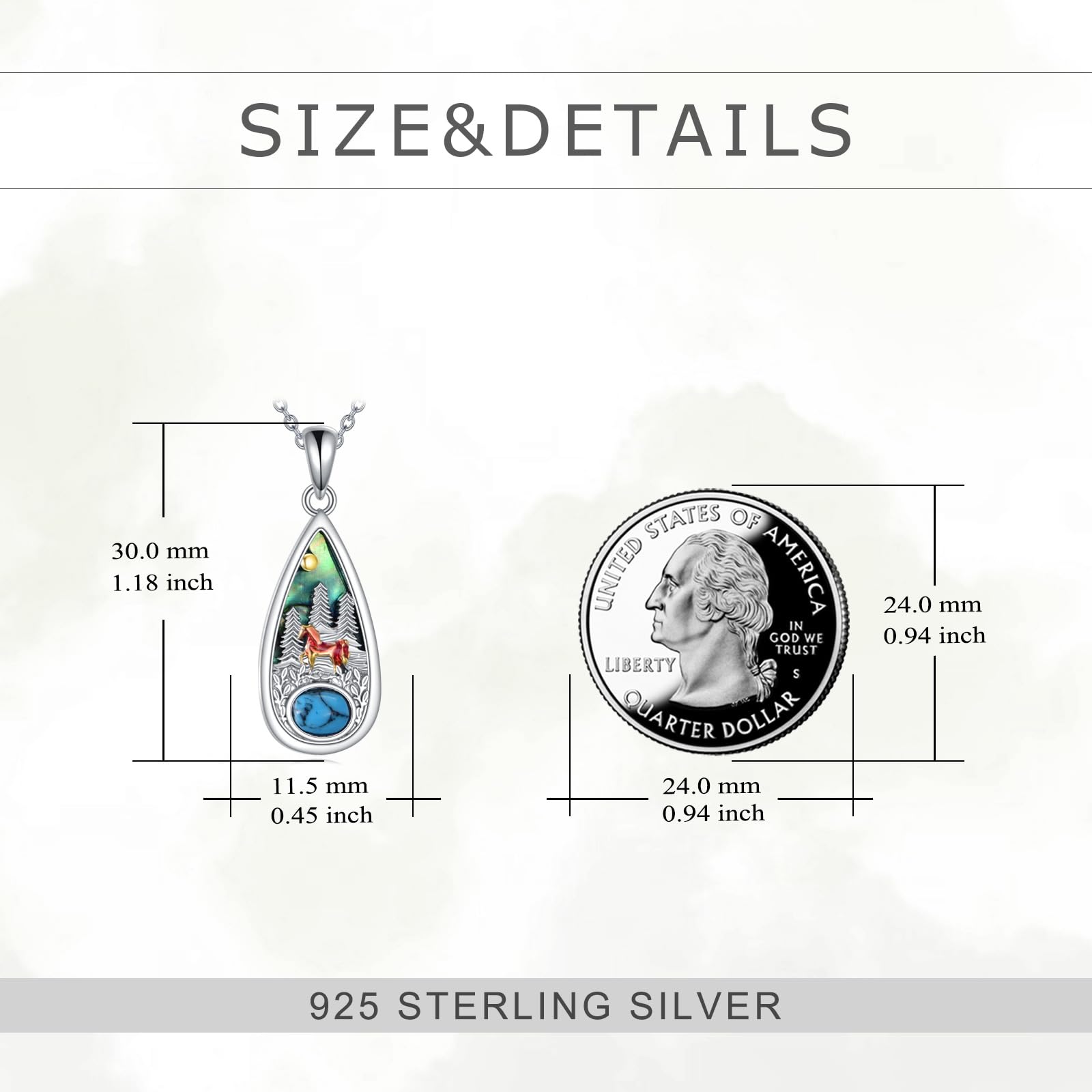 POPLYKE Türkis Pferd Kette Halskette 925 Sterling Silber Lebensbaum Halskette Türkis Halskette Teardrop Halskette Anhänger Türkis Pferd Schmuck Geschenke für Frauen