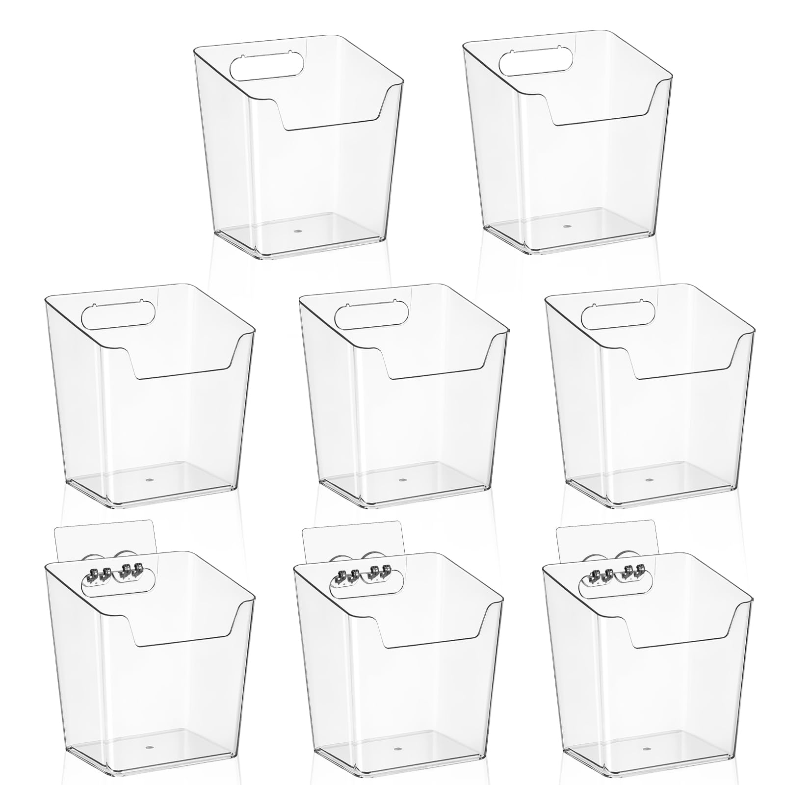 8-Pack Adhesive Cabinet Door Organizer Kitchen Hanging Storage Bins Stick on Small Wall Storage Container Bathroom Floating Shelf