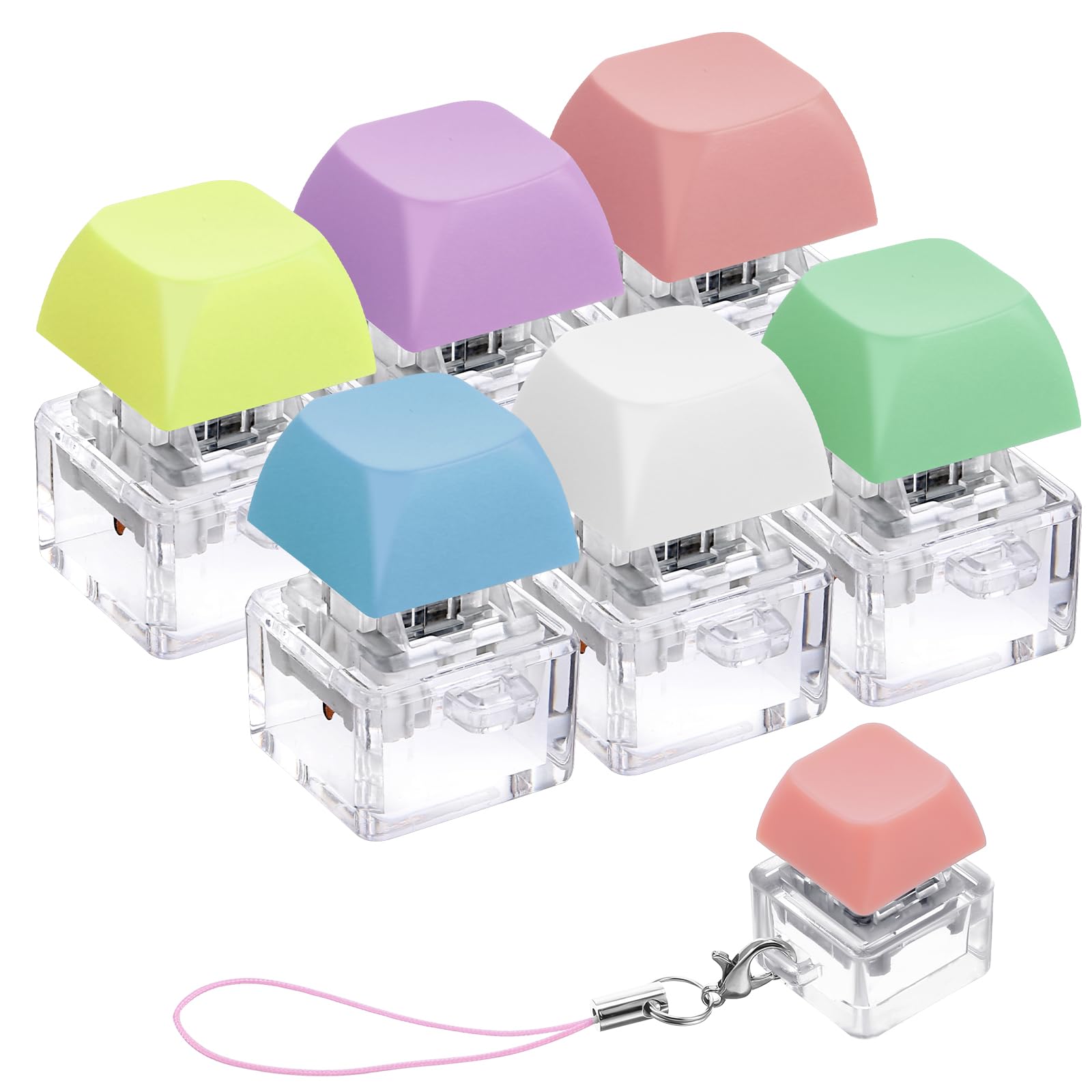 6Pcs Keyboard Fidget Toys for Adults, Mechanical Clicker Keyboard Toy for Classroom, Fidget Keychain Multicolored Keyboard Decompression Toys, Gifts to Relief Stress Pass The Time