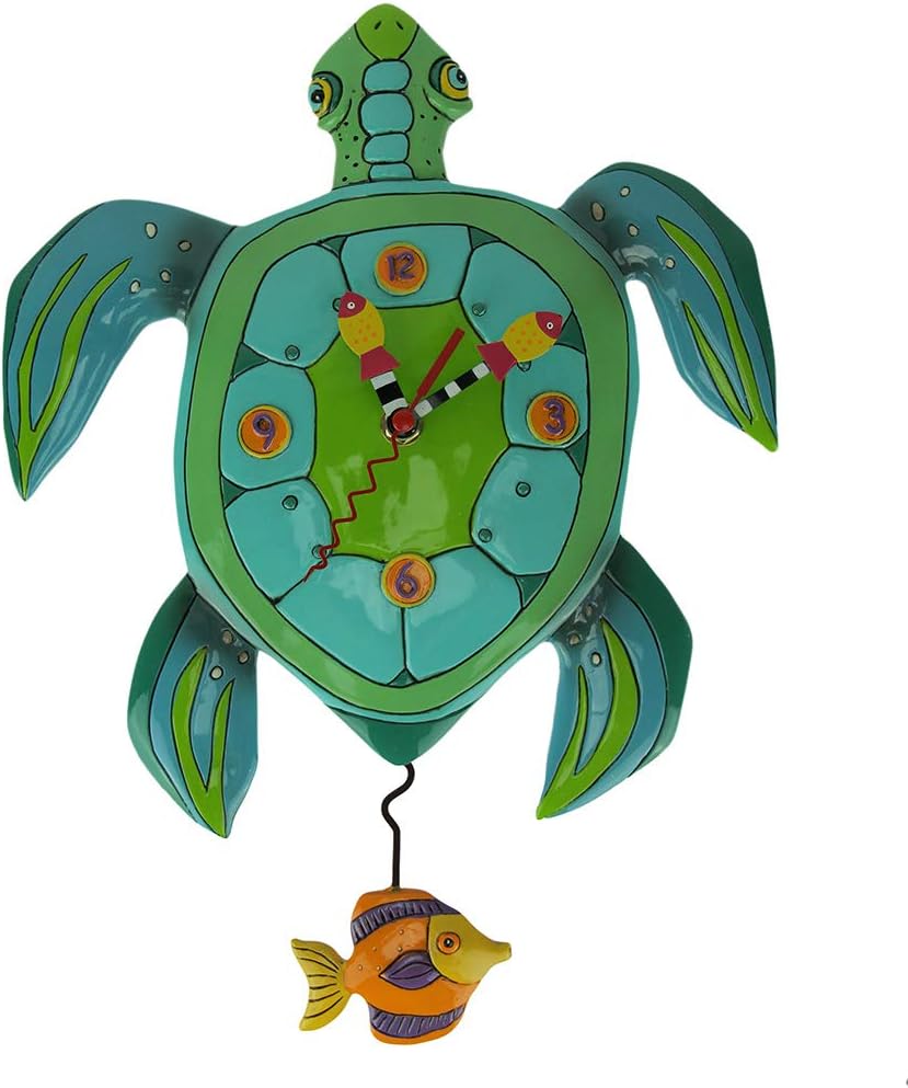 P1858 Whimsical Turtle Pendulum Wall Clock Sup Dude?
