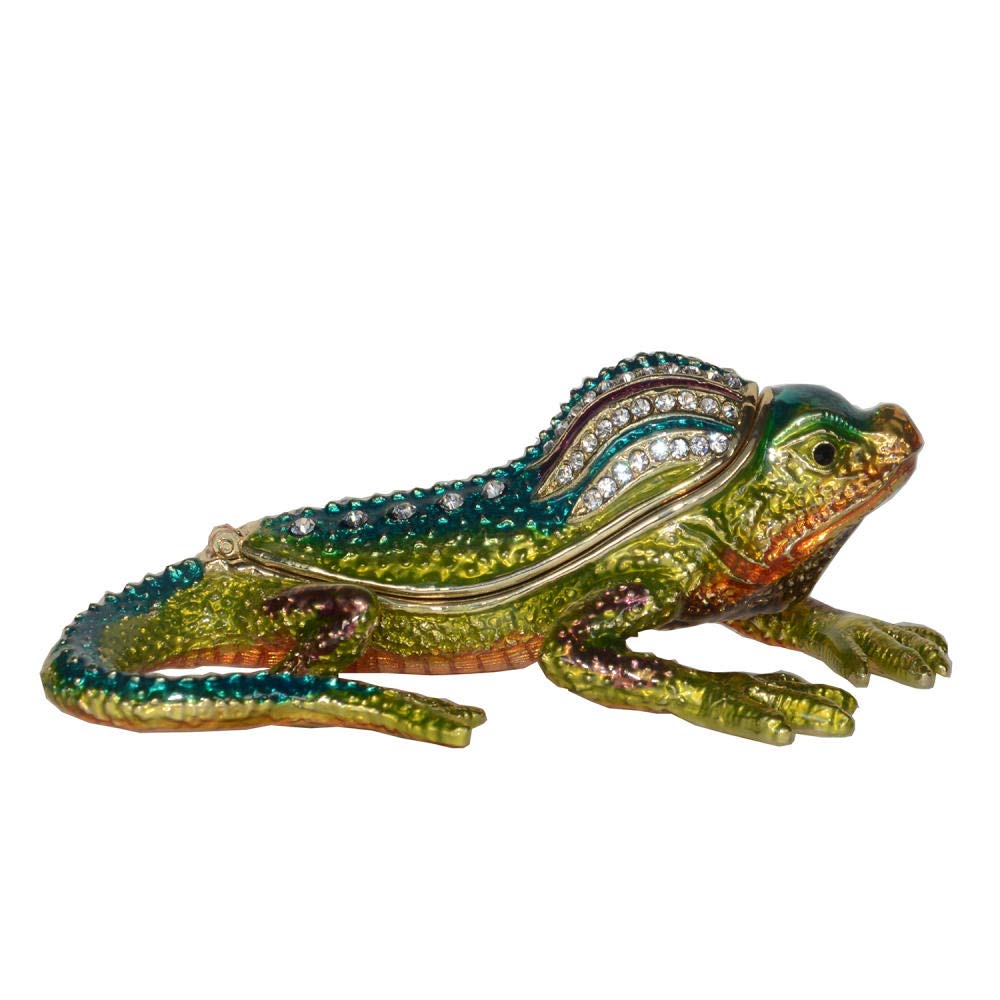 Sculpture lézard vert haut de gamme et boîte de rangement artisanale