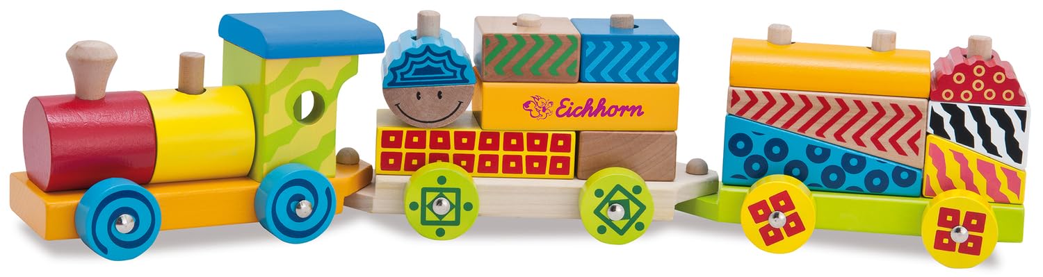 Simba Eichhorn 100002223 - Set Treno in Legno 20 Pezzi, incl. 17 mattoncini, 41 cm