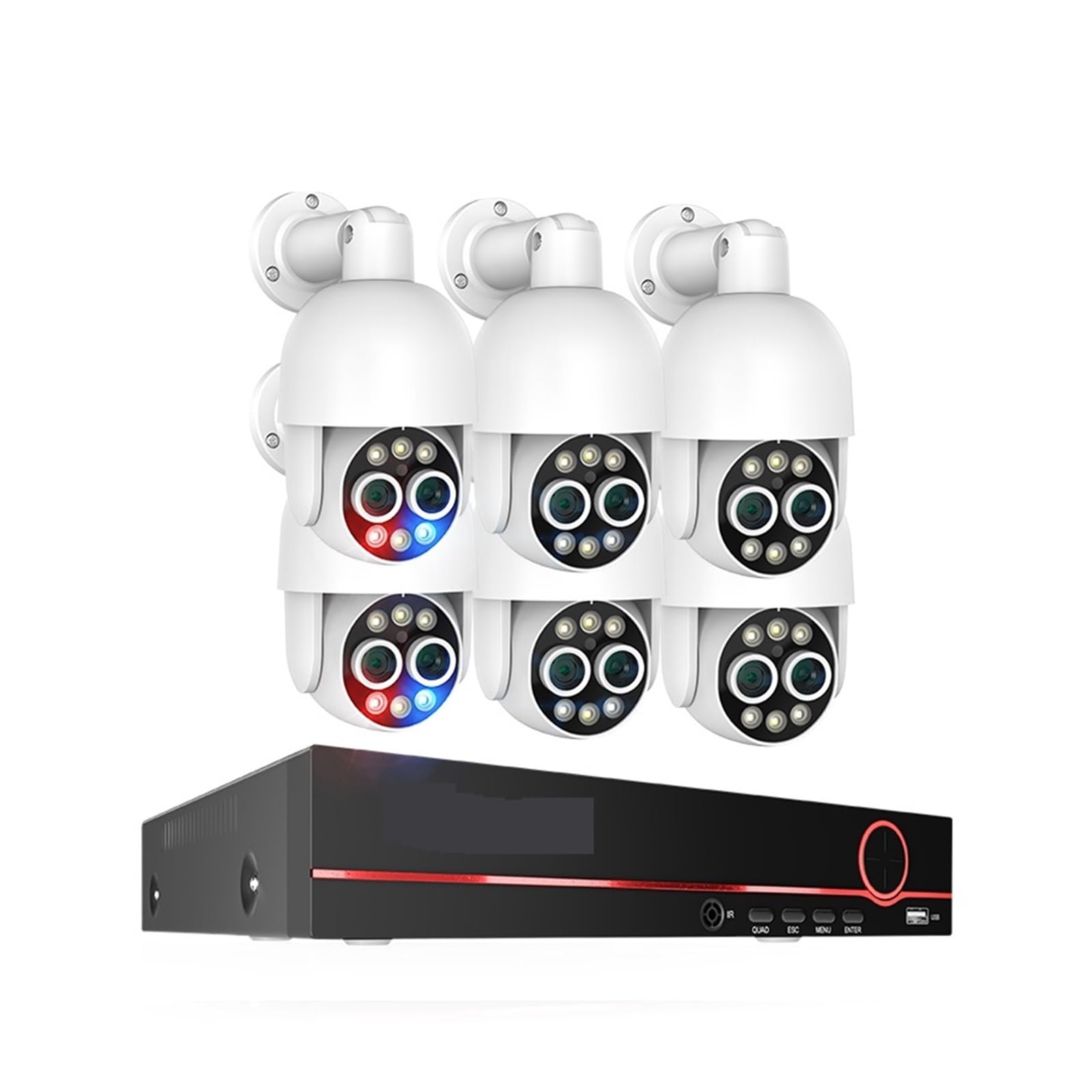 Systemy kamer CCTV, 8-kanałowy system kamer bezpieczeństwa PTZ 8 MP z dwoma obiektywami PoE 8-krotny zoom 4 MP Dwukierunkowy zestaw do monitoringu wideo NVR Human Detect(None,8CH and 6 Cameras)