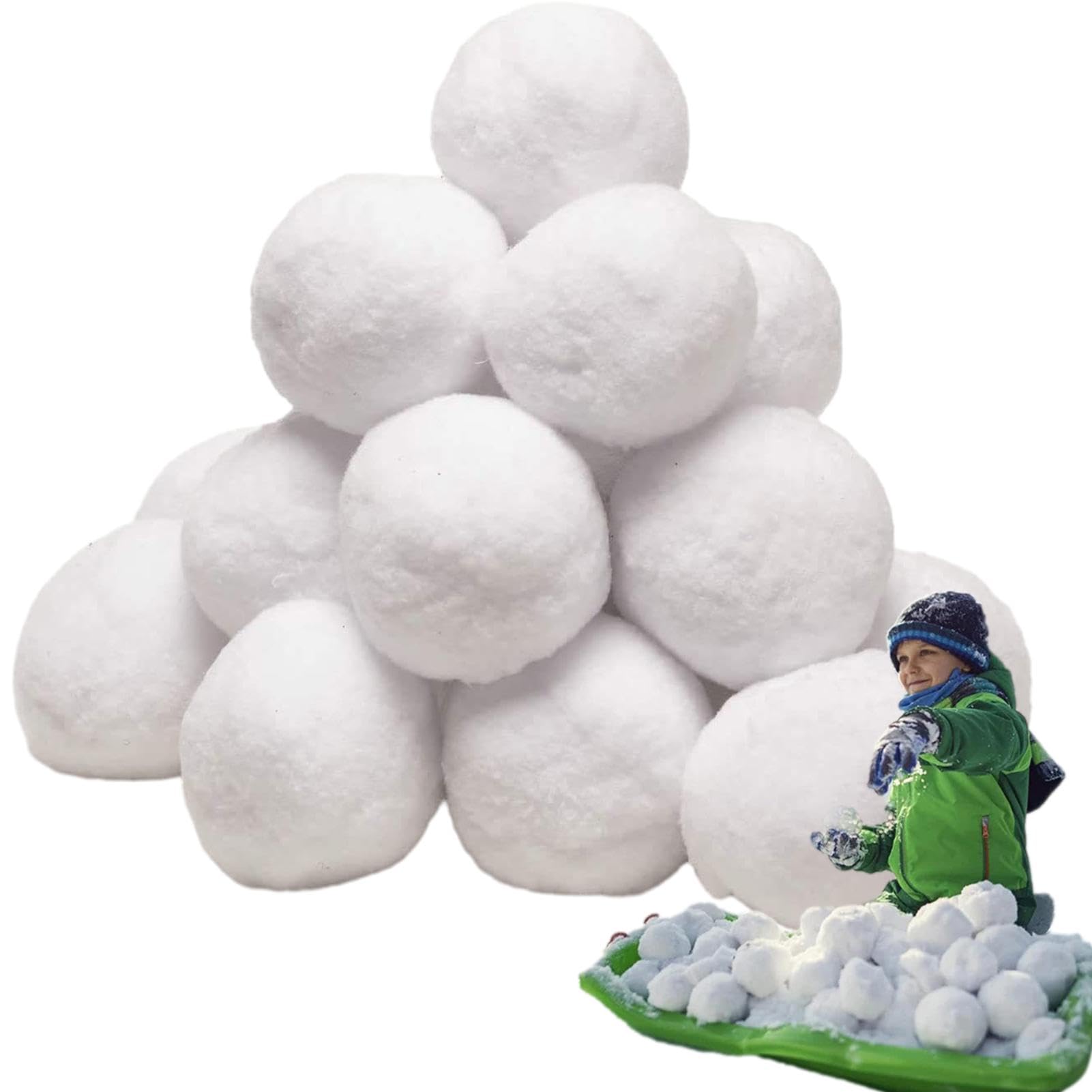 Indoor Outdoor Snow Ball Fight Set | 50 Indoor Snow Ball,Sturdy Artificial Snow Balls Safe with a Non-Woven Bag for Children Boys Girls