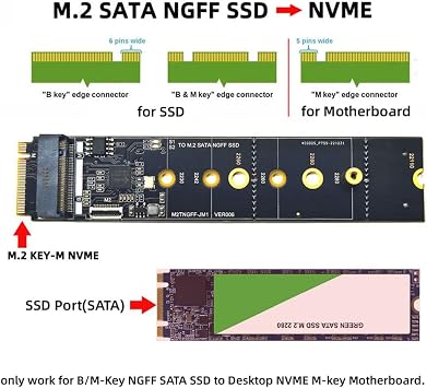 SATA NGFF Key B+M SSD to NVME M-Key Motherboard Desktop Adapter Converter SSD Card JMB582 2280
