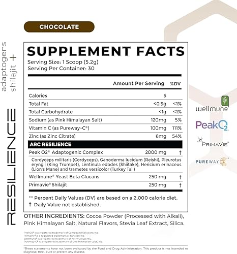 Miniatura 4 de Polvo de hongos resilience, melena de león, cordyceps, reishi, beta-glucanos, shilajit, zinc y vitamina C, apoya la energía, el cerebro, la