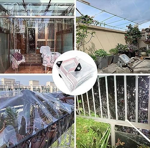 BCBIG Plane Transparent mit ösen wasserdichte Durchsichtig Abdeckplane PVC 420 g/m² Für Pavillon, Balkon, Balkonmöbel,Gartenmöbel. mit Seil 2x1m