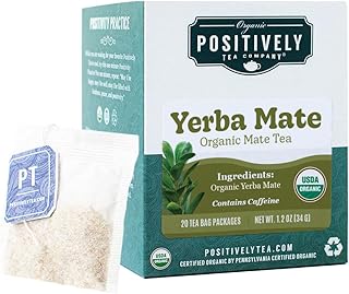 Organic Positively Tea Company, Yerba Mate Tea Bags (Unsmoked), 20 Count
