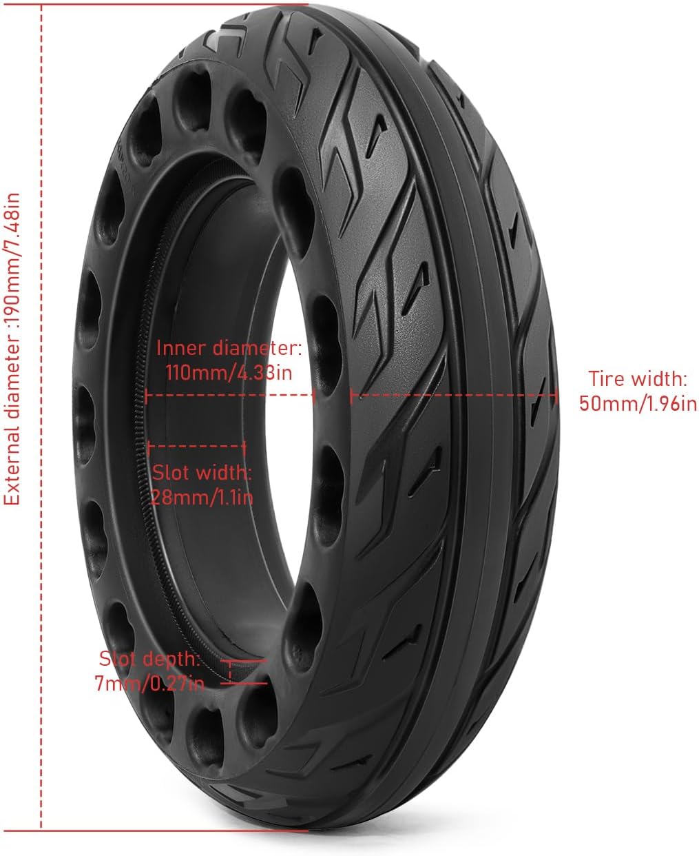 2Pcs 200x50 Solid Tire, 8 Inches Electric Scooter Wheels Solid Tire Front or Rear Replacement Rubber Tires Compatible with 200 x 50 Electric Scooter Tires?P-T006?