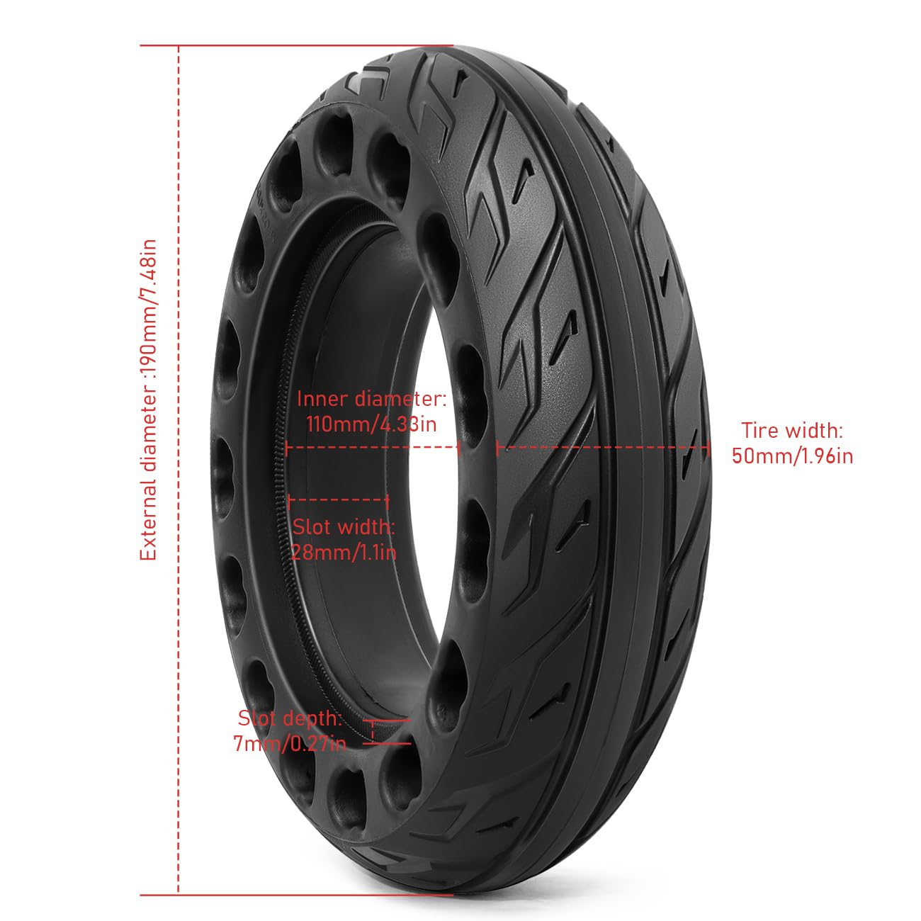 2Pcs 200x50 Solid Tire, 8 Inches Electric Scooter Wheels Solid Tire Front or Rear Replacement Rubber Tires Compatible with 200 x 50 Electric Scooter Tires?P-T006?