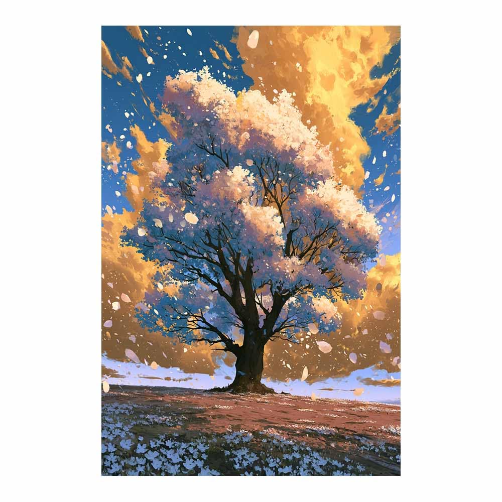 HOQIU Wall Pictures Moon Wealth Luckys Tree tree poster, landscape wall art, for Living Room Bedroom Bathroom.(Multicolor)-60x80cm Unframed
