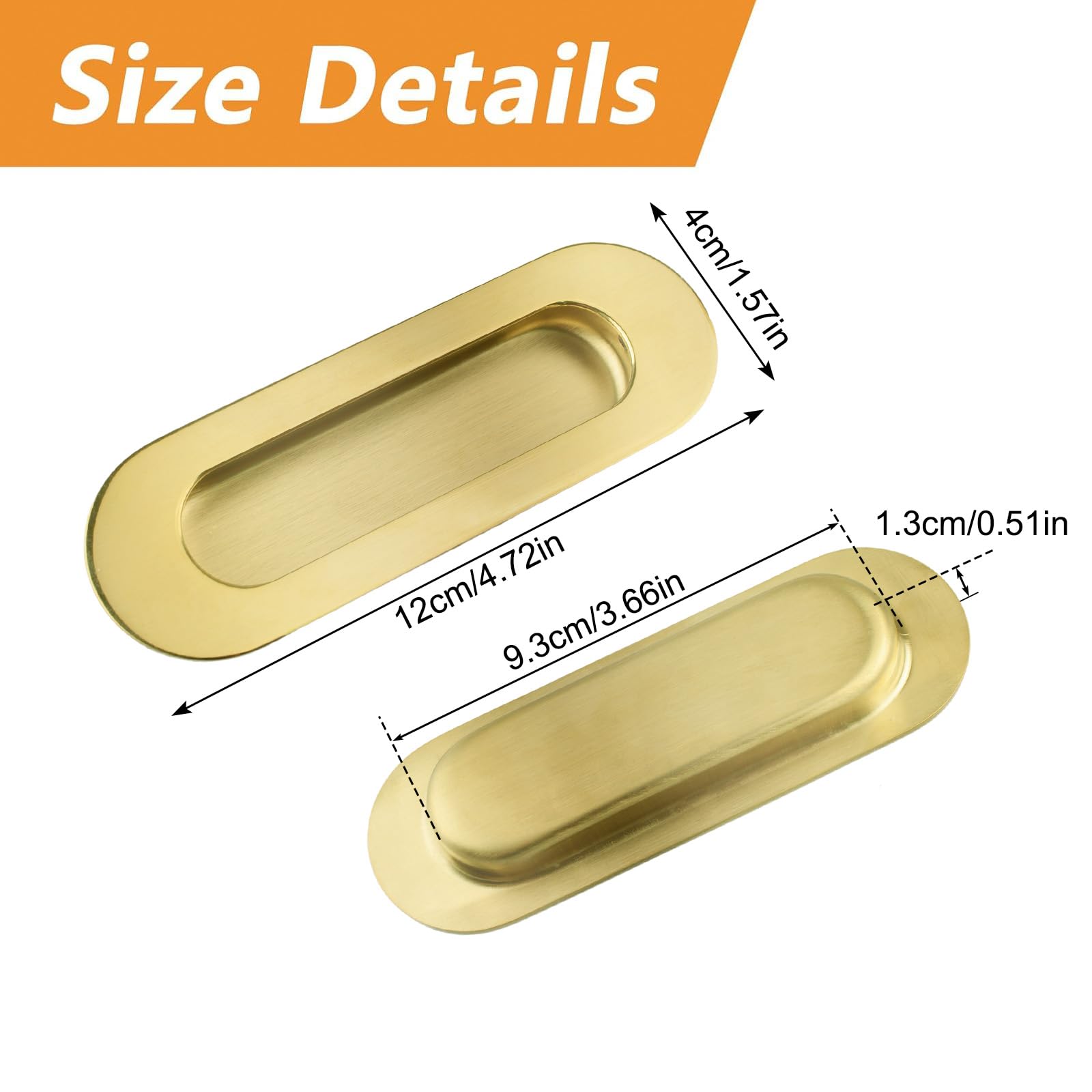 MOROBOR 2Pcs Bright Gold Stainless Steel Side Hole Flush Pull - Image 2