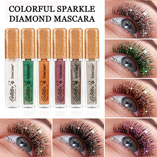 Miescher Green Mascara For Eyelashes,Colorful Mascara Waterproof Long Lasting Eye Lash Mascara Shiny Sparkle Diamond Mascara Smudge-Proof Lengthening, Defining, Curling,Volume Color Glitter Mascara Makeup Eye Lashes Party Stage Use (#02 Green) #TOP7