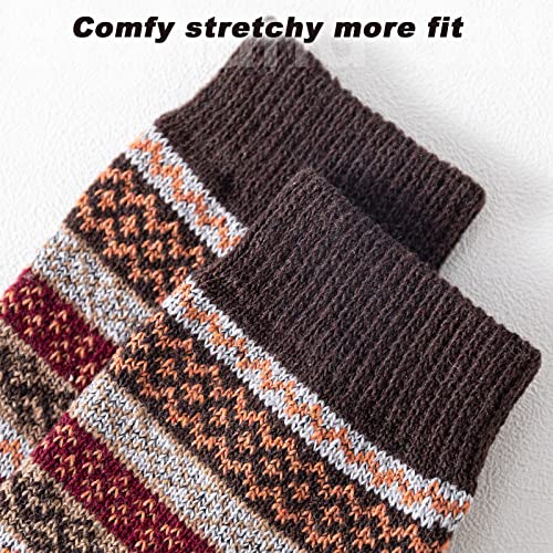 Image of IIG 5 Pairs Women's Vintage Style Thick Wool Warm Winter Crew Socks