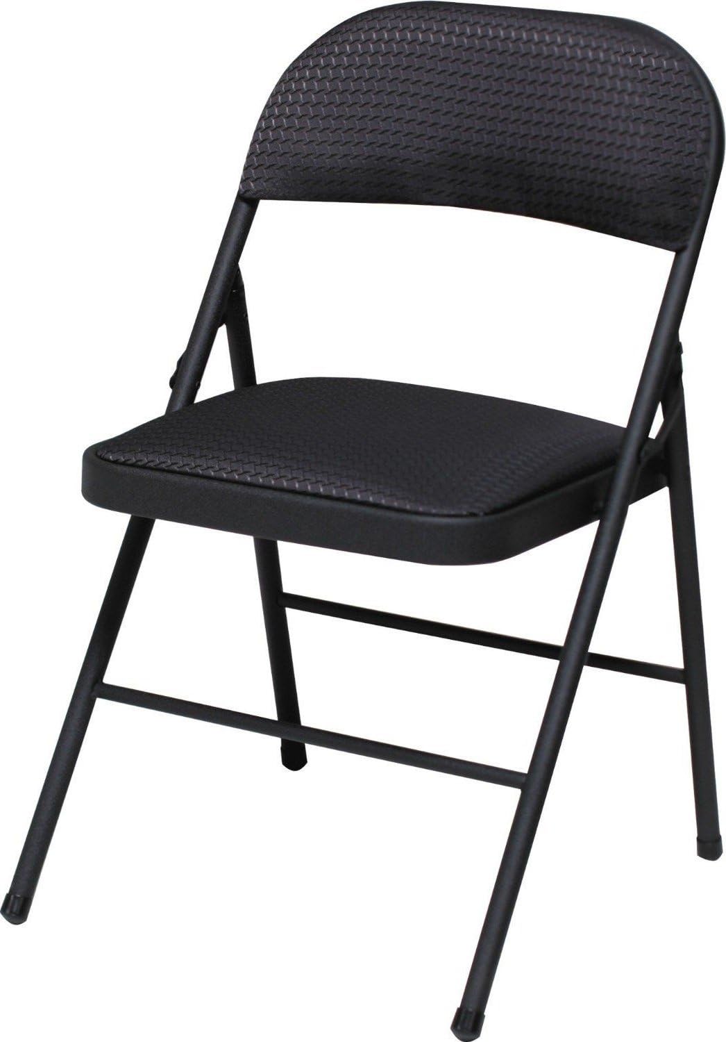 New Sudden Comfort Folding Chair Fabric 4-Pack Folding Chair, Black
