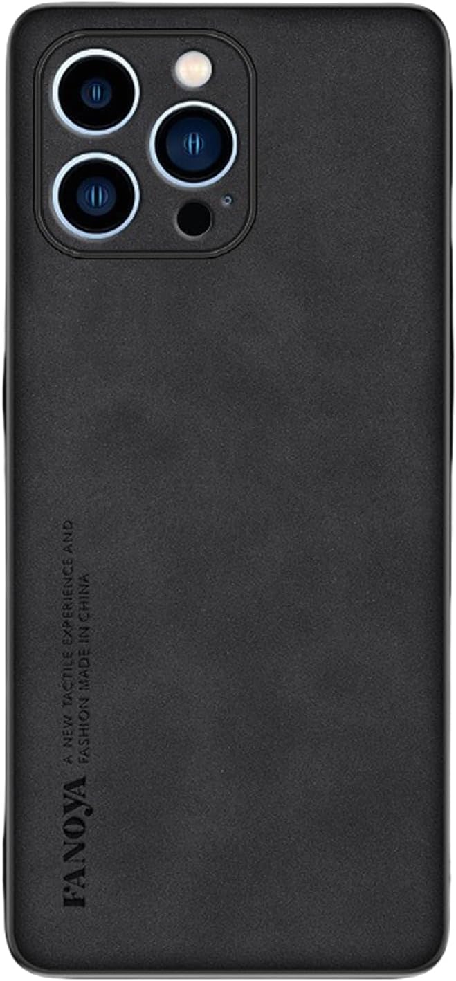 Classical Elegant PU Leather Phone Case, Matte Frosting Surface Soft TPU Silicone Rubber Phone Cover Compatible with iPhone 13, Anti-fingerprint Full Body Strong Protection -Black