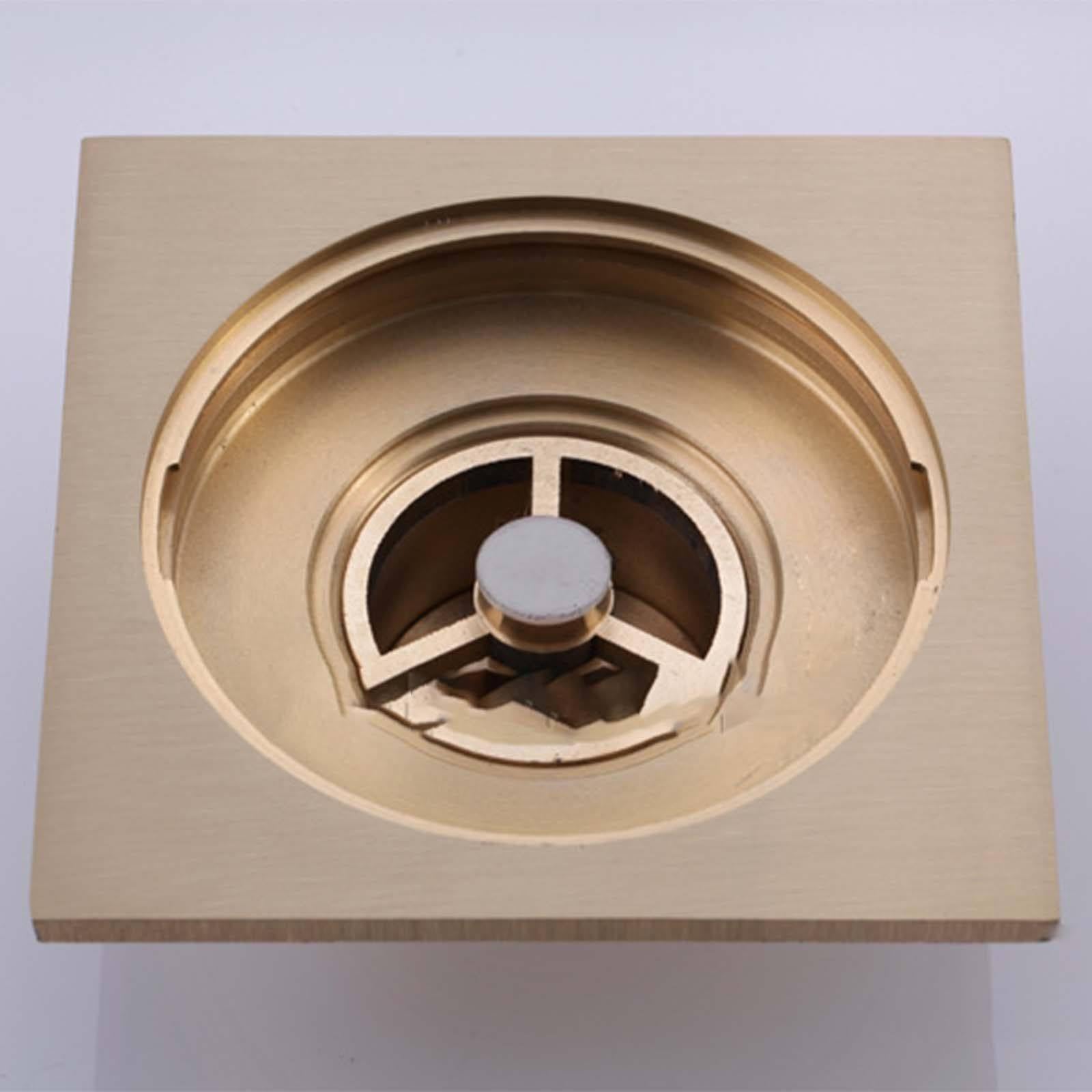 Bonde Douche Laiton Siphon Douche Vraie Couleur Bonde de Douche Forme en U Bonde Douche Extra Plate Simple Siphon de Sol Convient aux Balcons, Cuisines, Salles de Bains et d'autres Scénarios