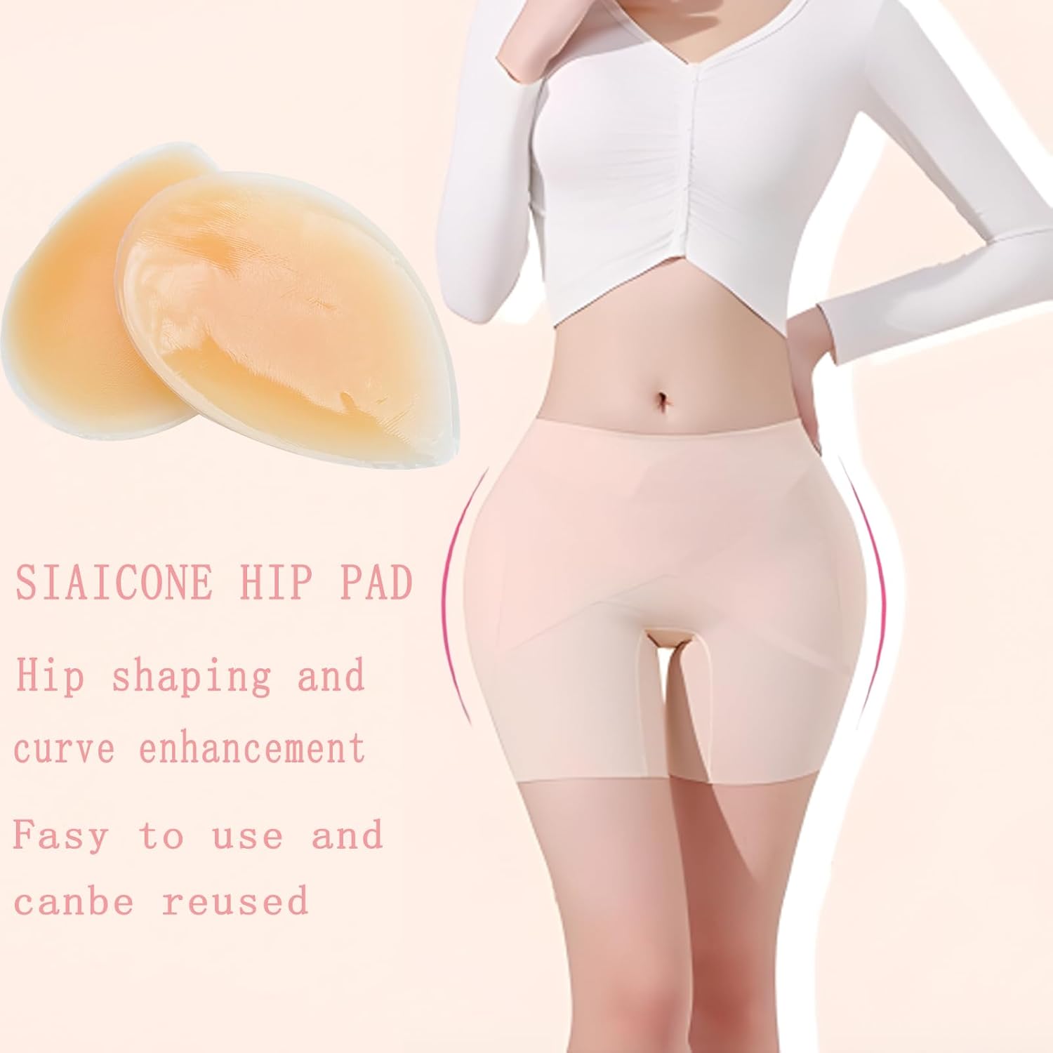 2 Pcs Silicone Butt Dip Pads for Women, Reusable Suitable for Female Enhancer Buttock Lift Skin Tone - Image 4