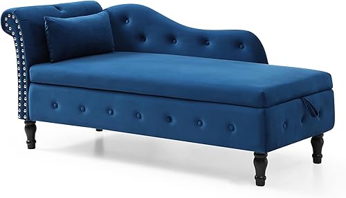 Miniatura 8 de Aoowow Banco de almacenamiento de terciopelo para dormitorio, extremo de la cama, sofá con brazo enrollado, tumbona para interiores con