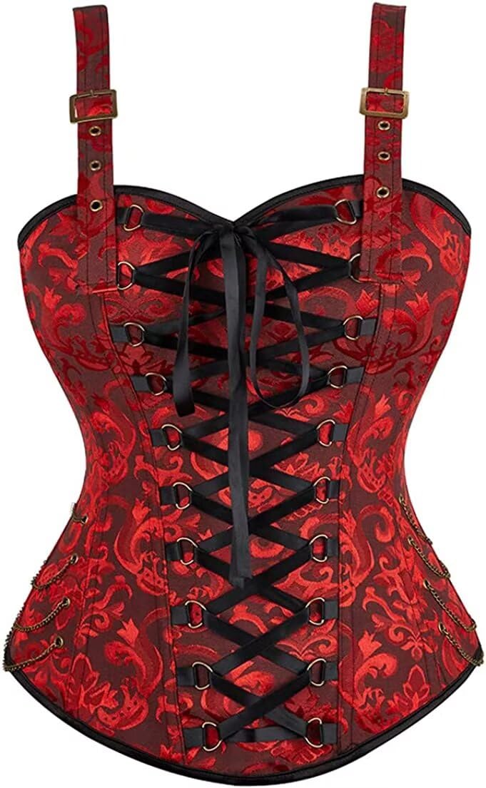 Josamogre Corset Jupe Robe Set Pirate Femme Bustier Steampunk Bretelles Top Sexy Halloweenn Vetement Viking